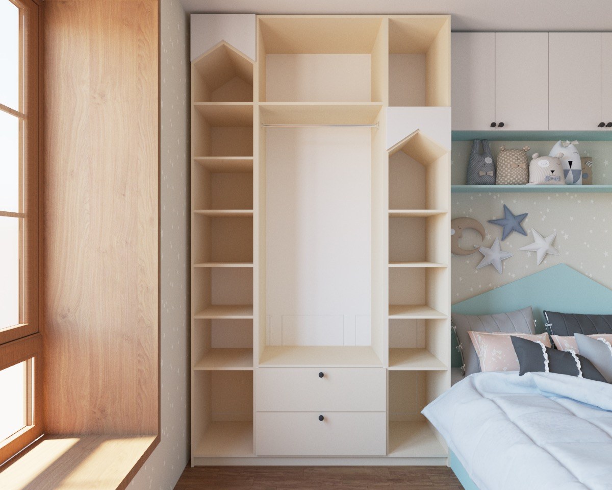Шкаф с открытыми полками в детскую фото