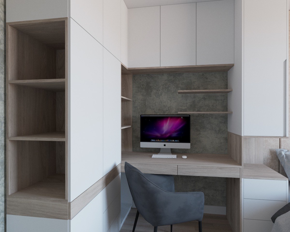 Интегрированные стол и шкаф для спальни