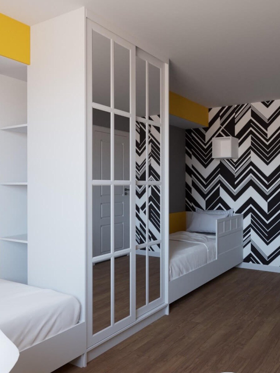 Комплект мебели в детскую - шкаф-купе и кровать фото