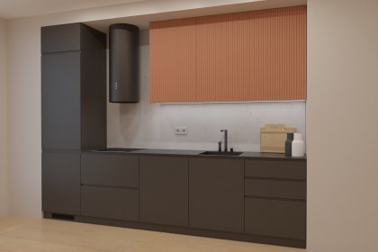 Кухня прямая с ручками интегрированными