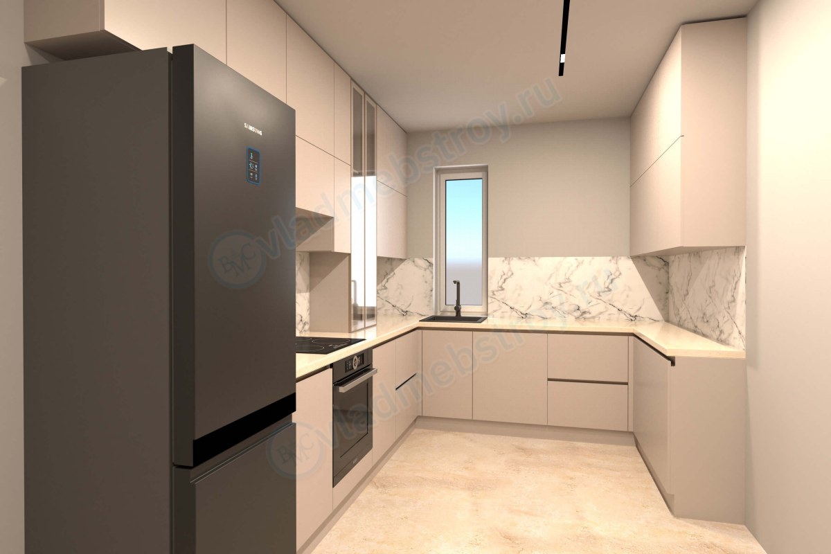 Компактная и современная кухня в форме П