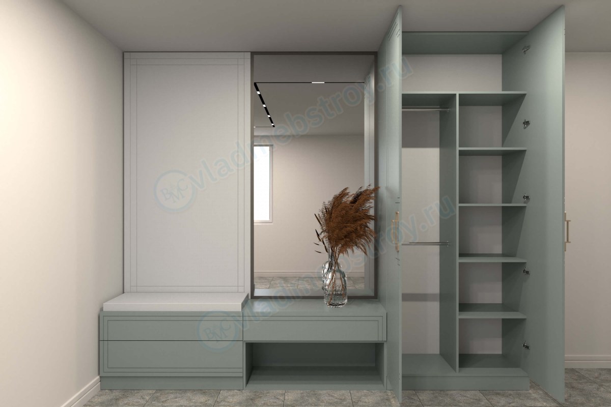 Удобная и стильная прихожая с зеркалом