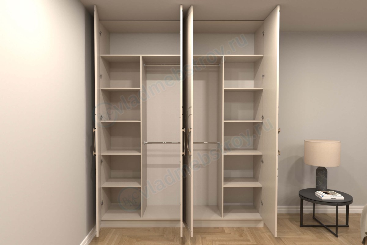 Вместительный шкаф распашной с 4 дверьми