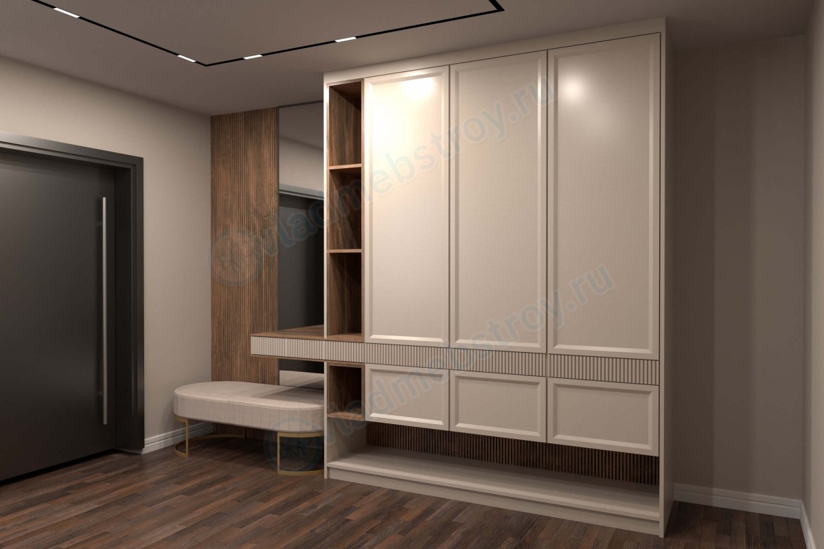 Распашной шкаф в прихожую с зеркалом