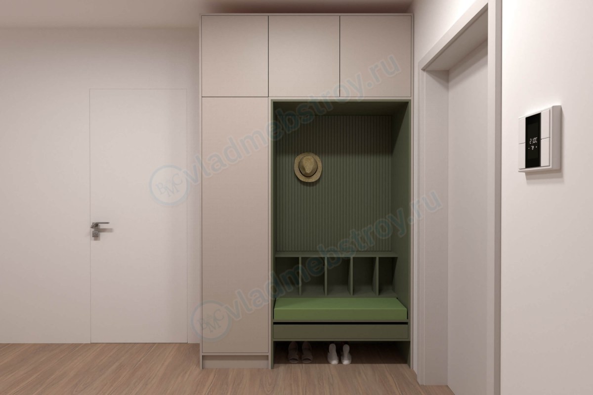 Прихожая с антресолью в белом цвете