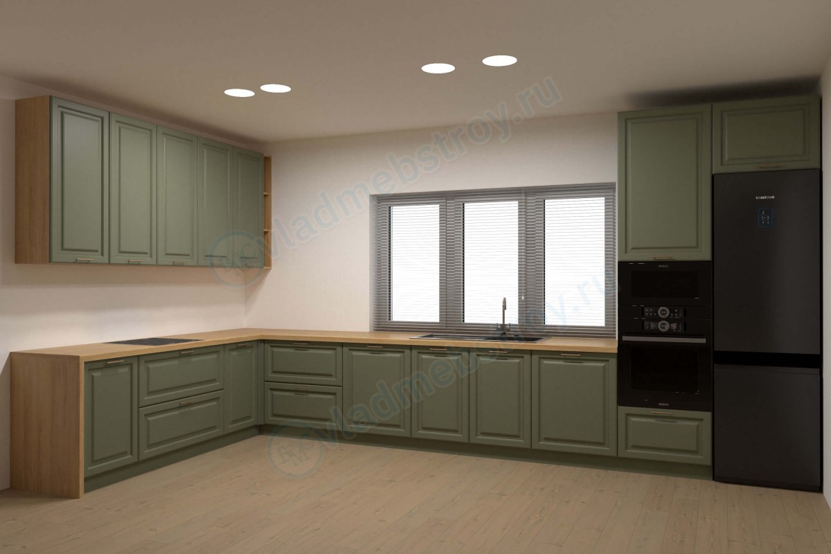 Большая просторная угловая кухня Валентайн