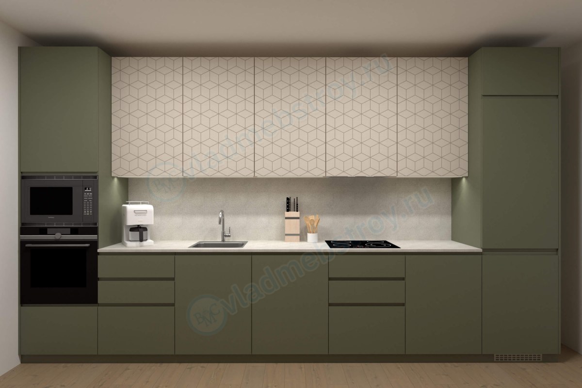 Светлая кухня с фасадами из МДФ + Эмаль