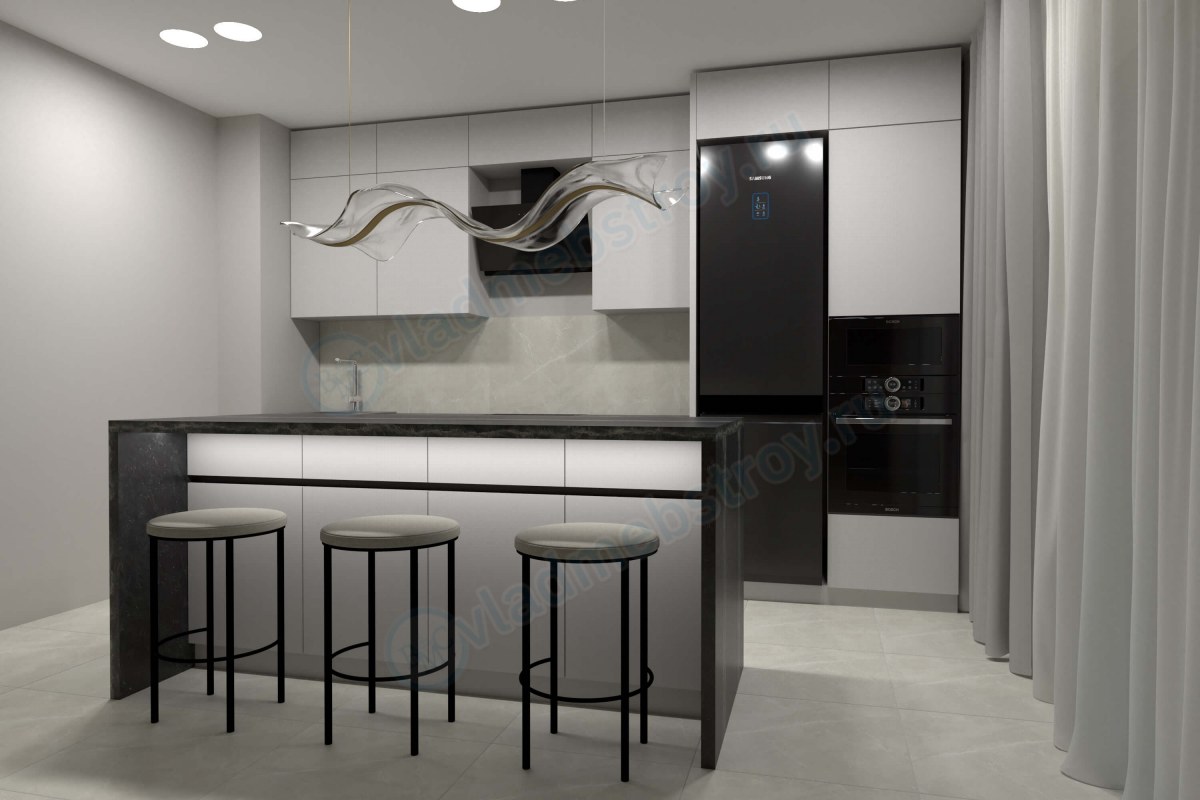 Современная кухонный гарнитур с островком