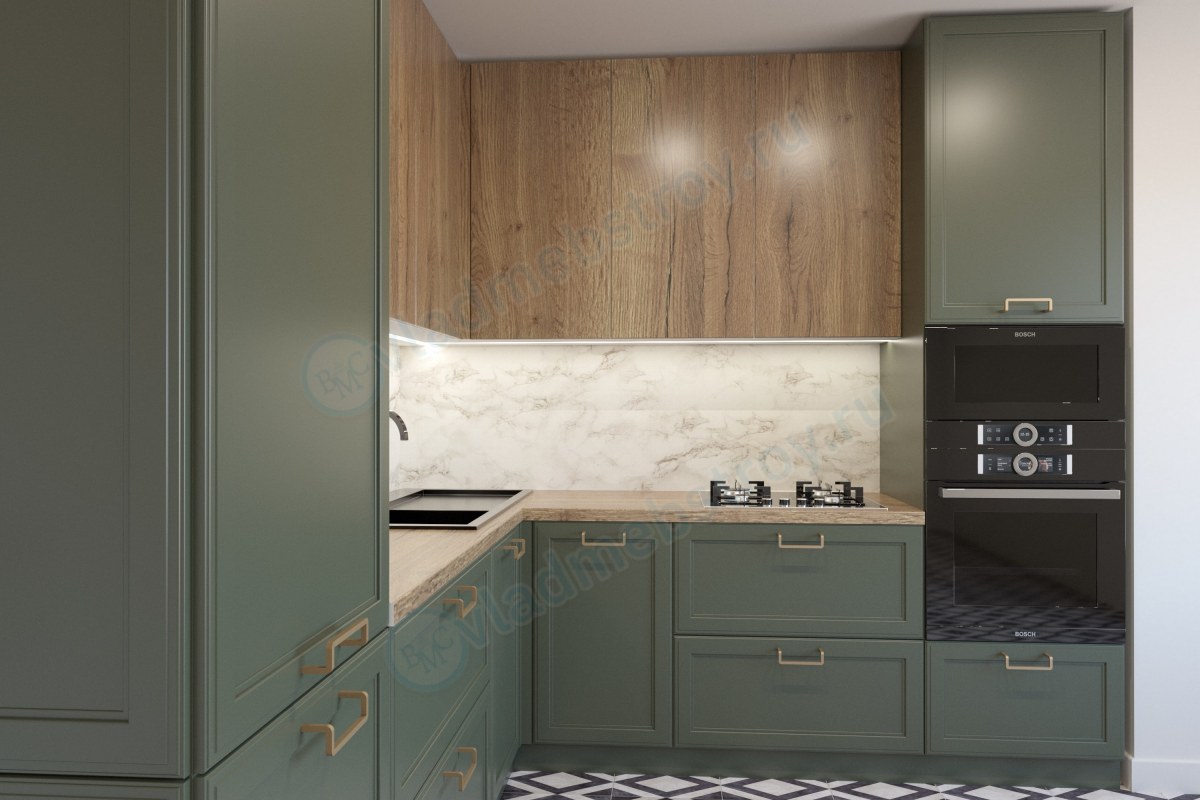 Удобный угловой кухонный гарнитур Лэстэр