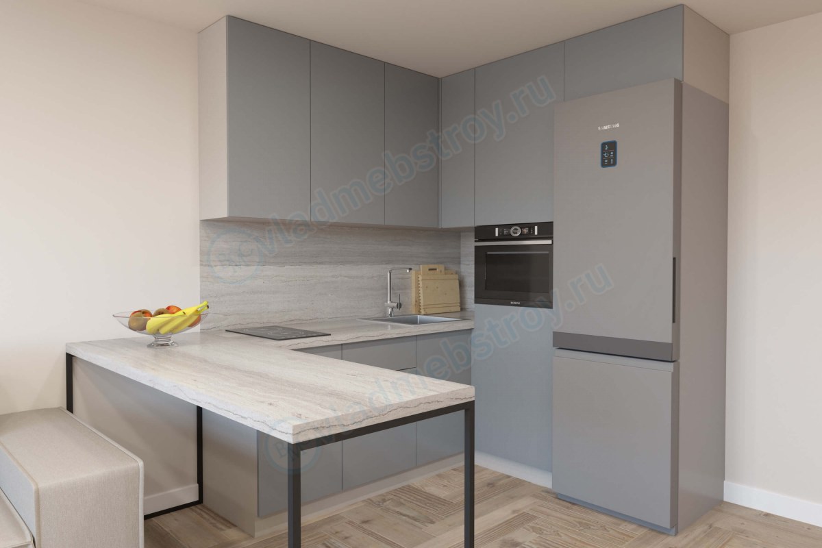 Небольшая кухня с барной стойкой