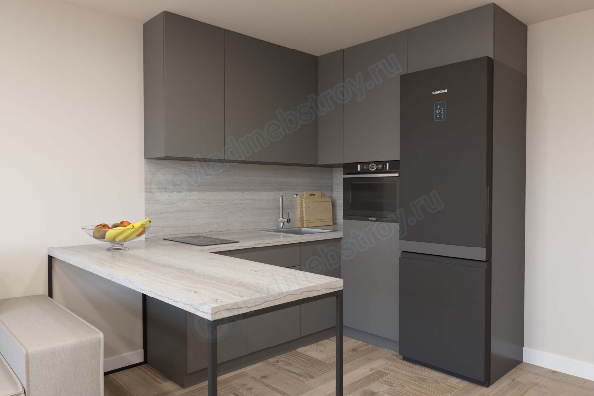 Небольшая кухня угловая с баром