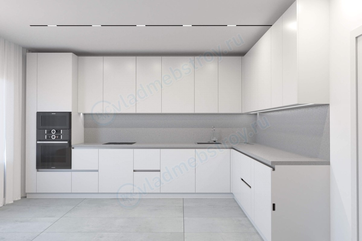 Угловая кухня во всю стену