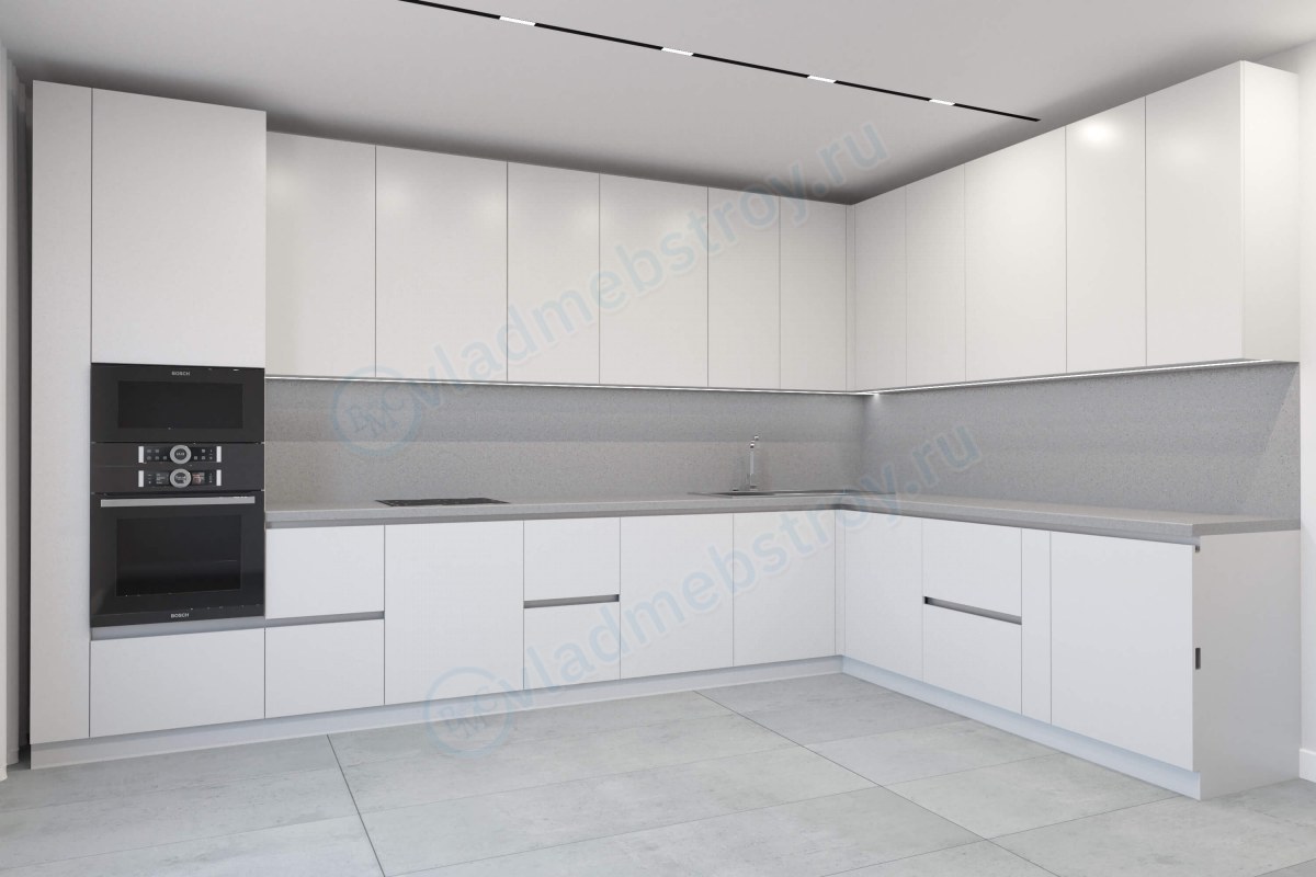 Большая белая угловая кухня Синнер