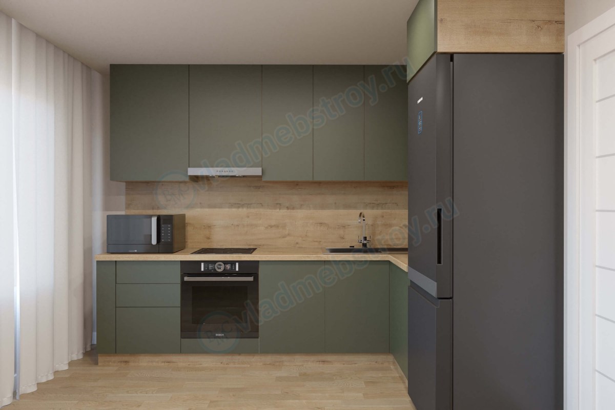 Кухонный гарнитур Маль оливкового цвета