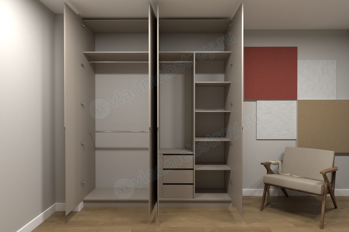 Вместительный 4-х дверный шкаф Райна