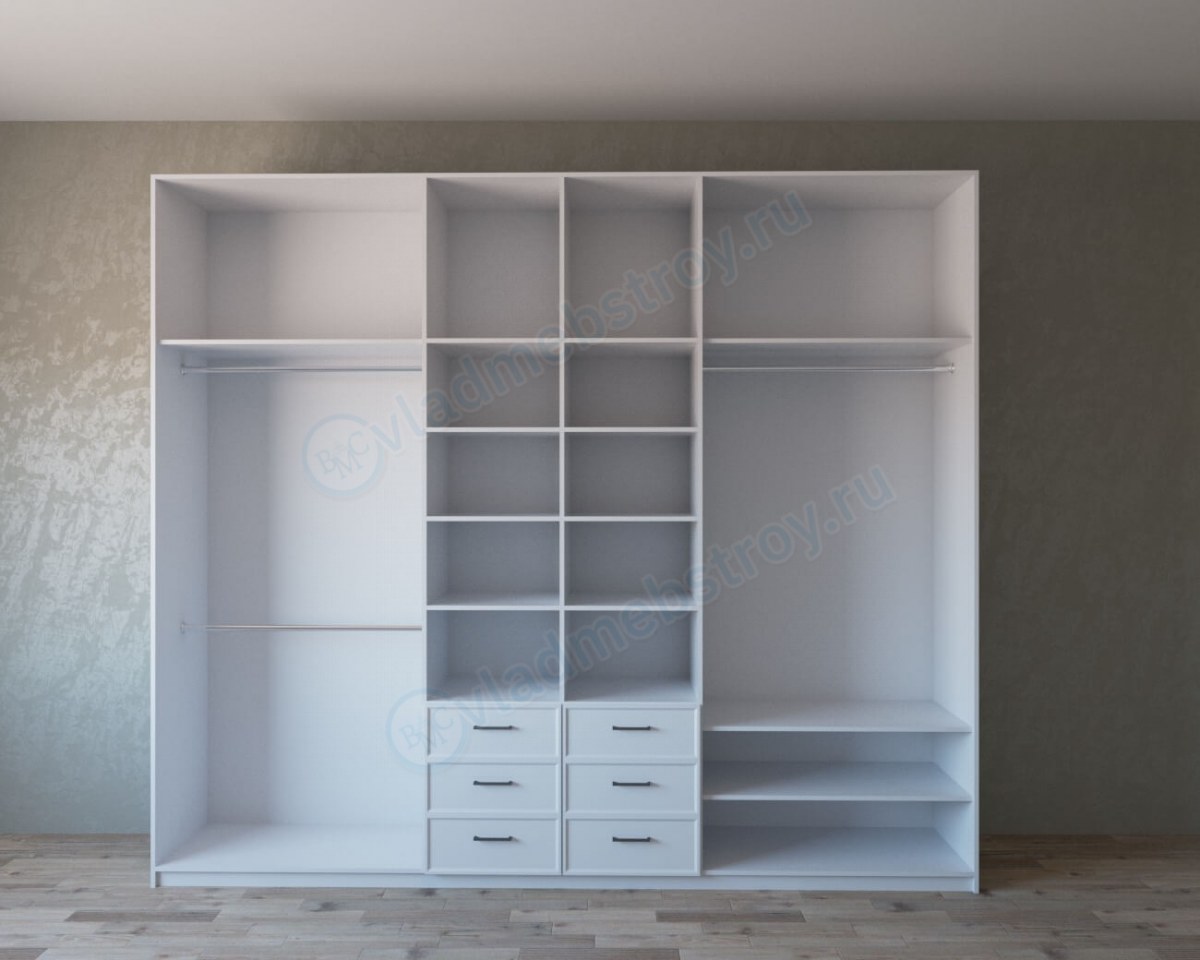 Как выглядят полки и ящики в шкафу