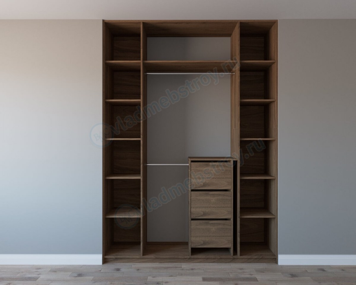 Наполнение шкафа с открытыми полками