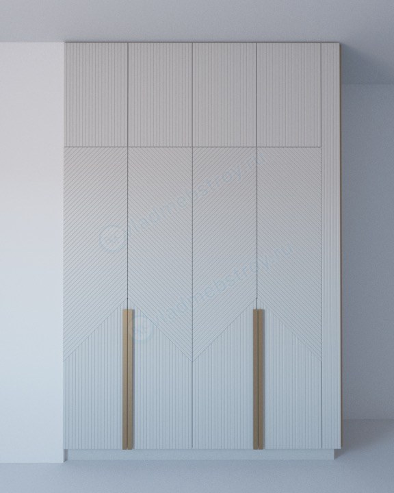 Распашной шкаф из стекла и с фрезеровкой фото