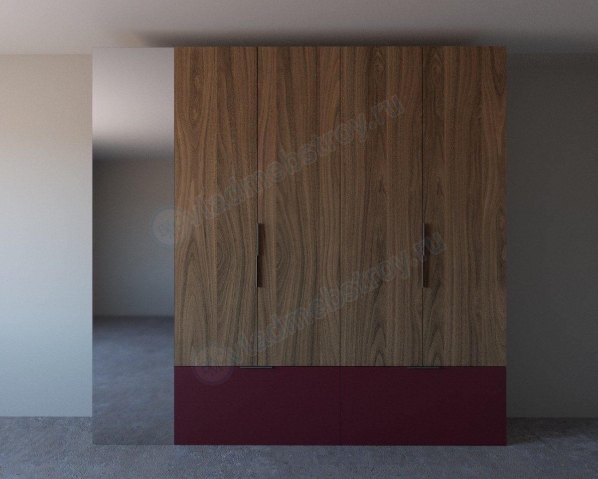 Распашной шкаф Кирстен с выдвижными ящиками красного цвета