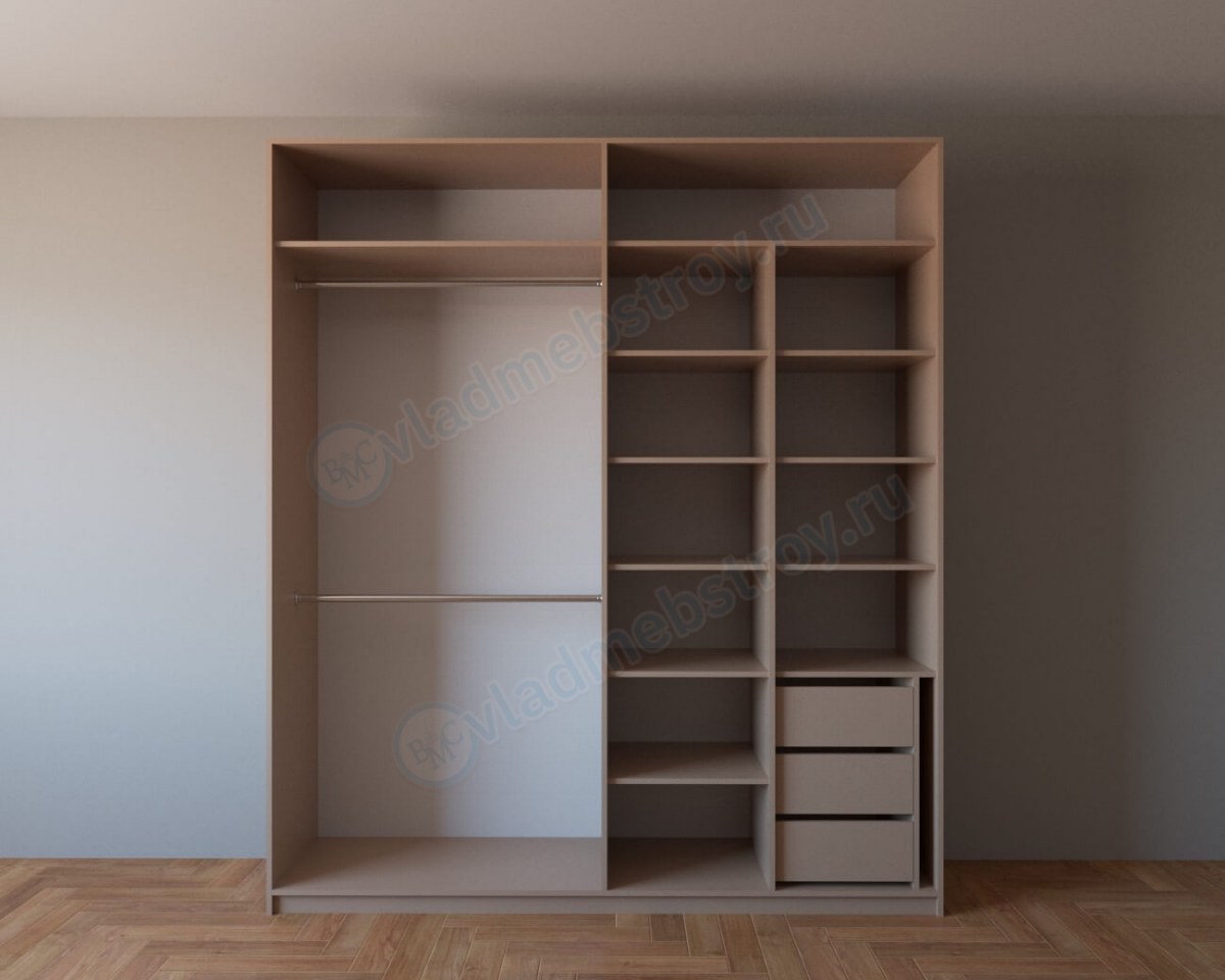 наполнение 4-х дверного шкафа фото