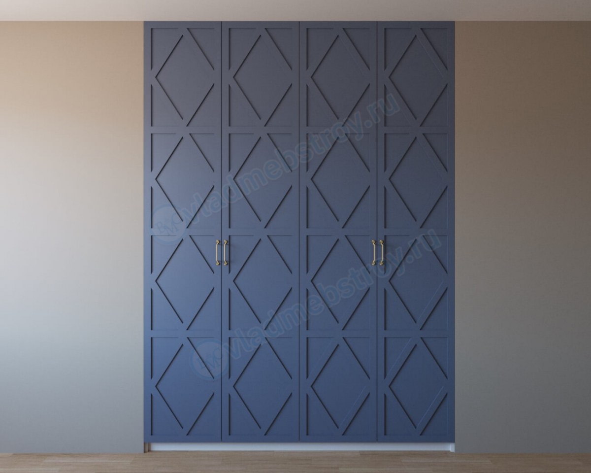 Встроенный распашной шкаф с фрезеровкой