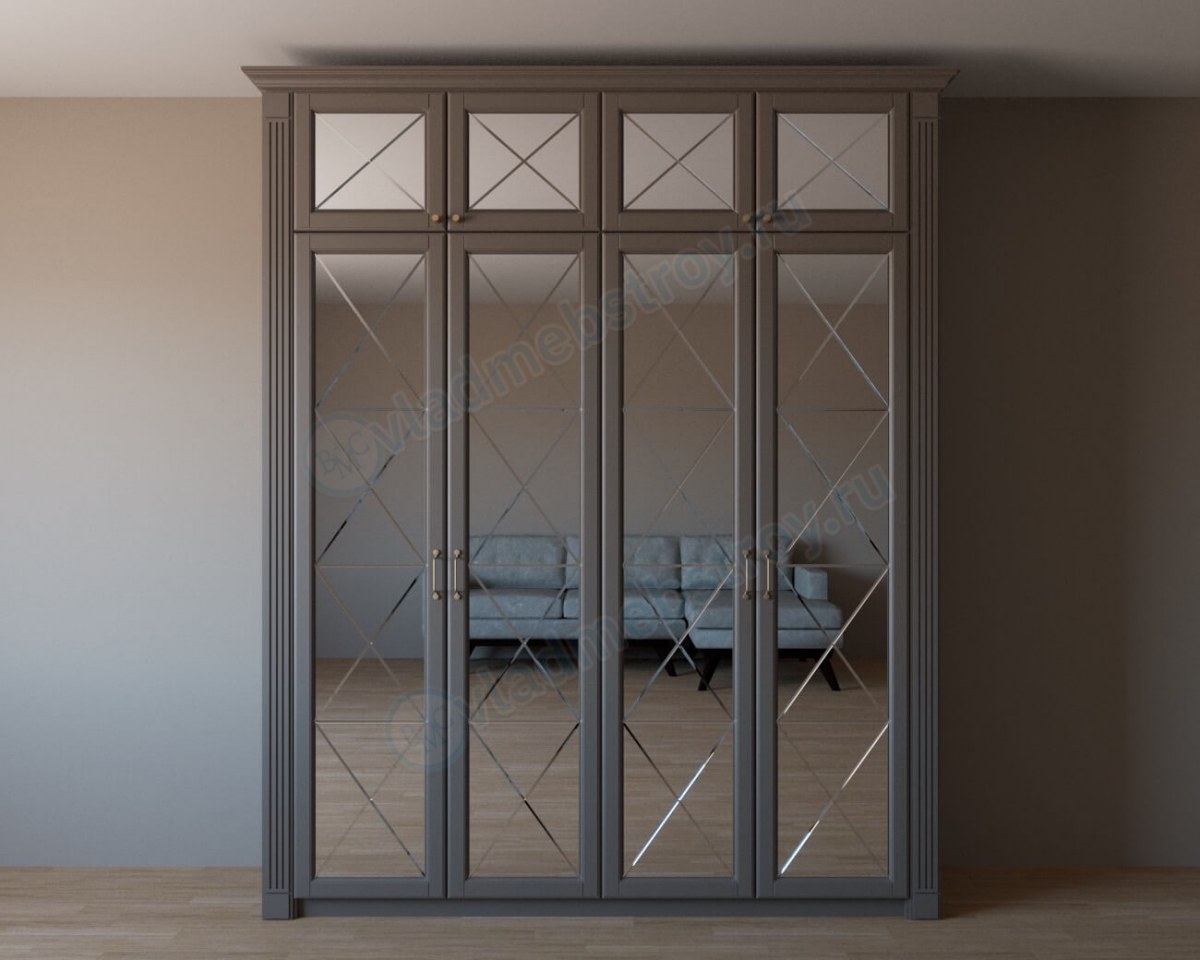 Шкаф Джули в классическом стиле с фрезеровкой и зеркалами