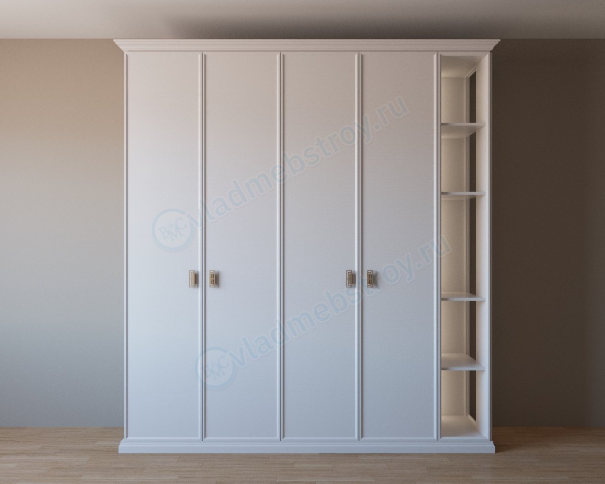 Распашной шкаф с боковым элементов с открытыми полками