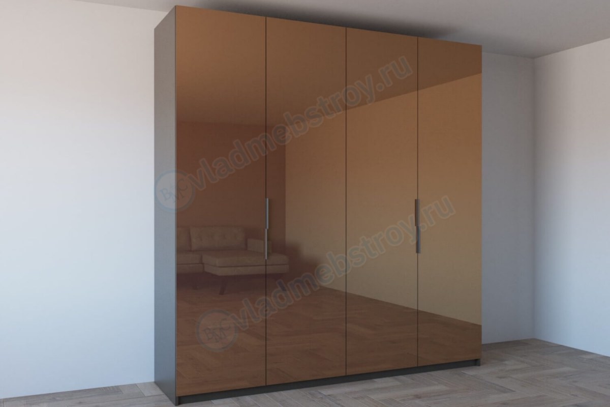 Распашной шкаф Рохан из стекла бронза с полировкой