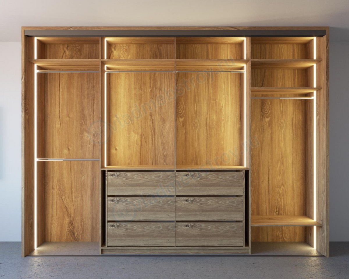 4 створчатый шкаф купе с ящиками