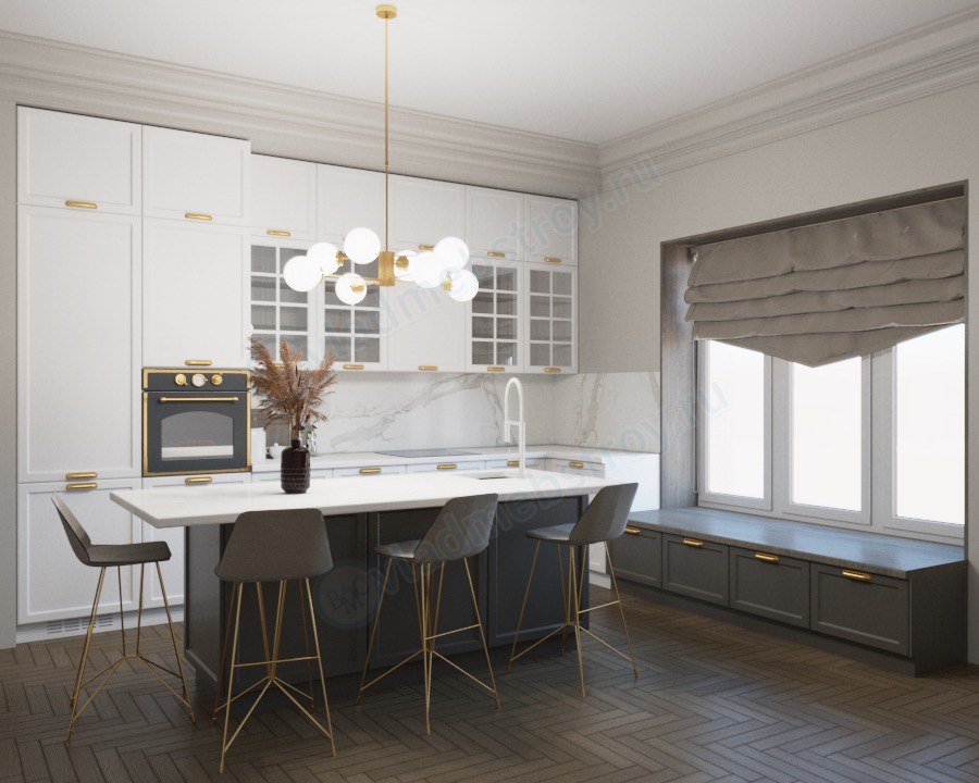 Выдержанная в классических цветах кухонный гарнитур Авок