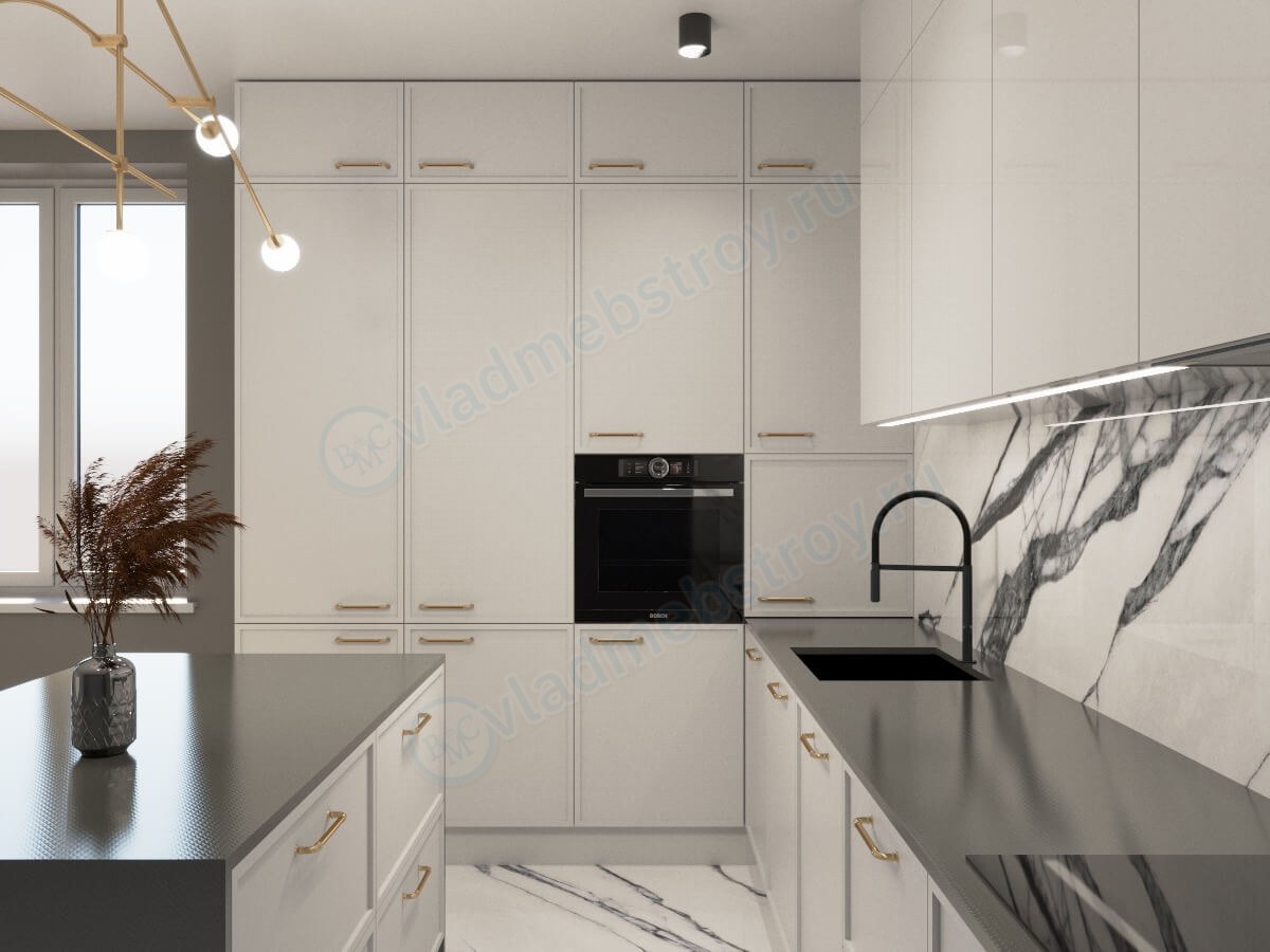 Большие кухонные шкафы под потолок фото