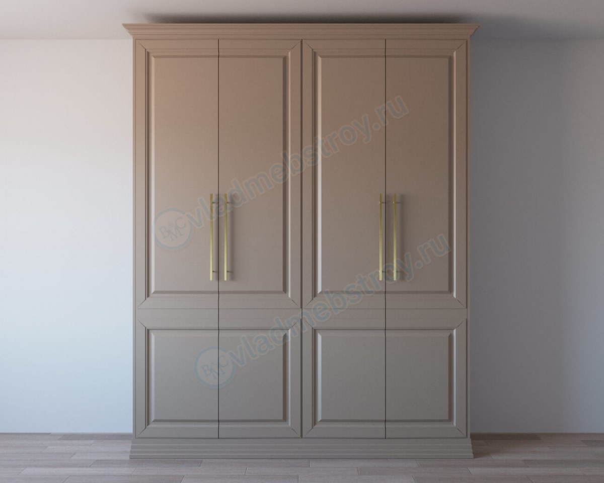 Бежевый шкаф в классическом стиле с фрезеровкой