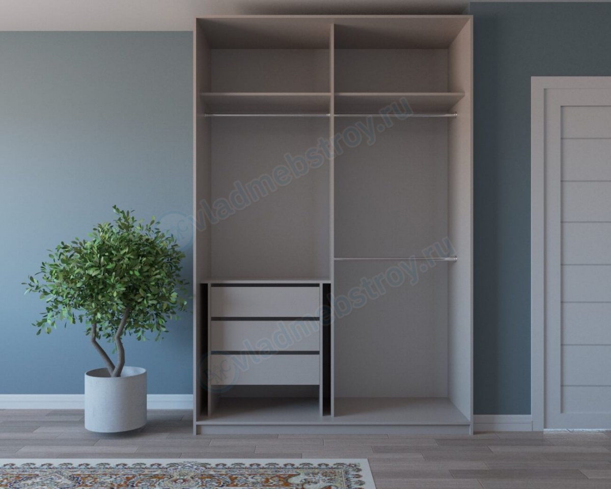 Наполнение шкафа-купе с двумя секциями