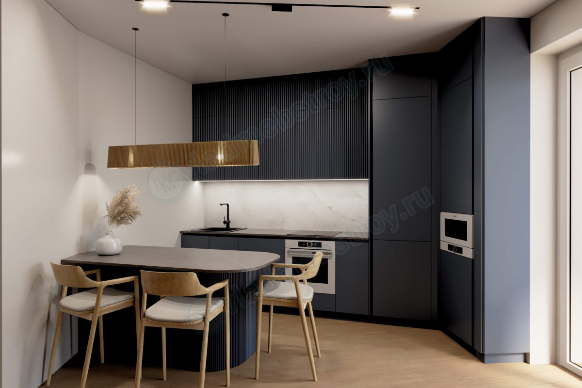 Кухня в синем цвете Мельбурн на заказ