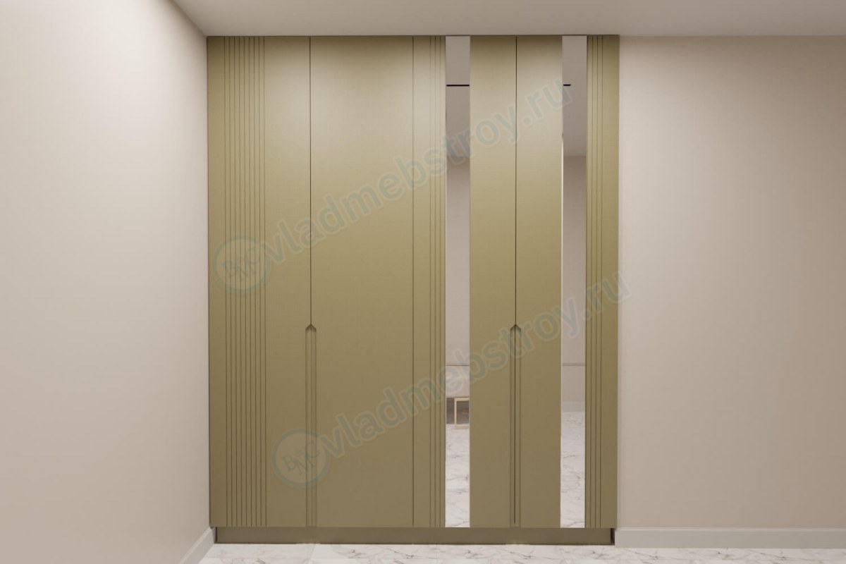 Золотистого цвета шкаф распашной