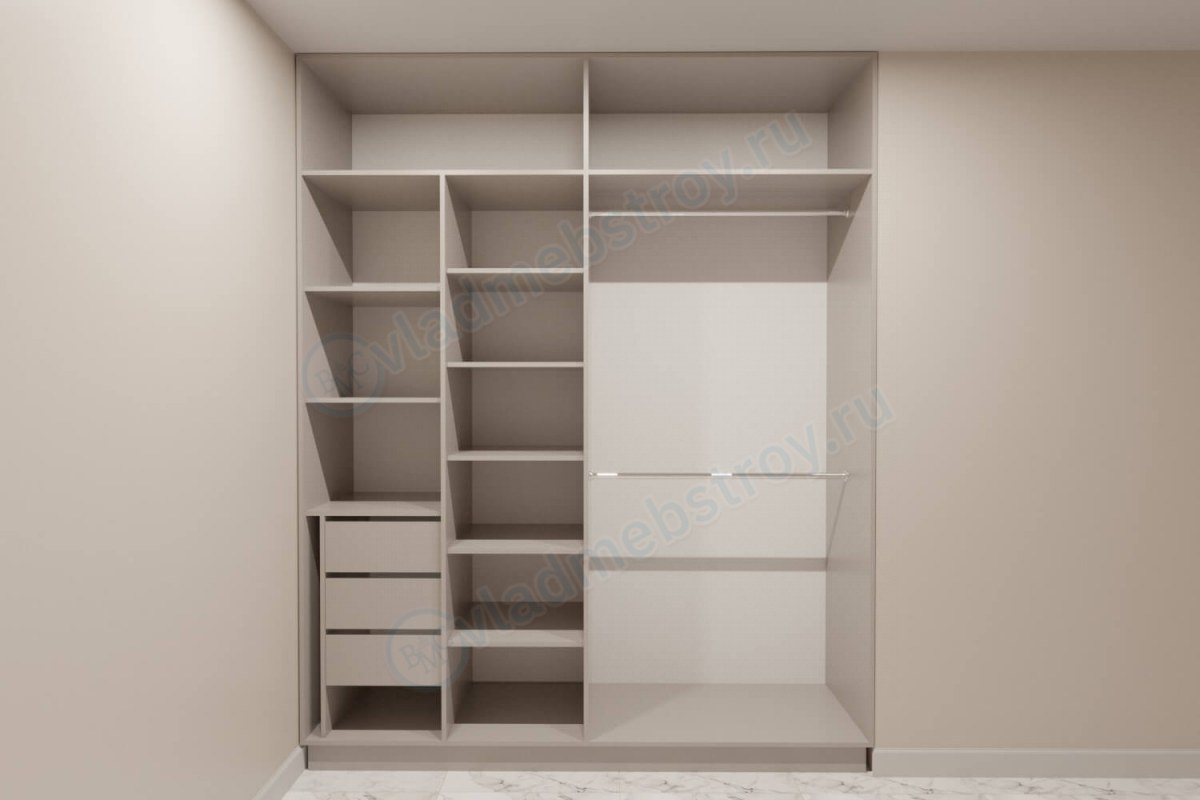 Наполнение встроенного шкафа с 4-мя дверями