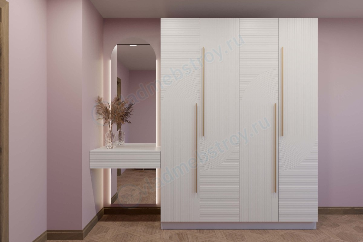 Белый стильный распашной шкаф Денали