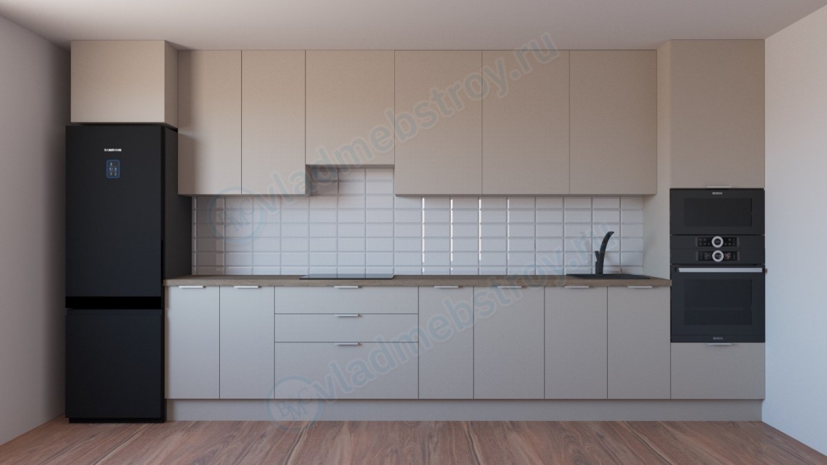 Кухня Аиша с торцевыми ручками на заказ фото