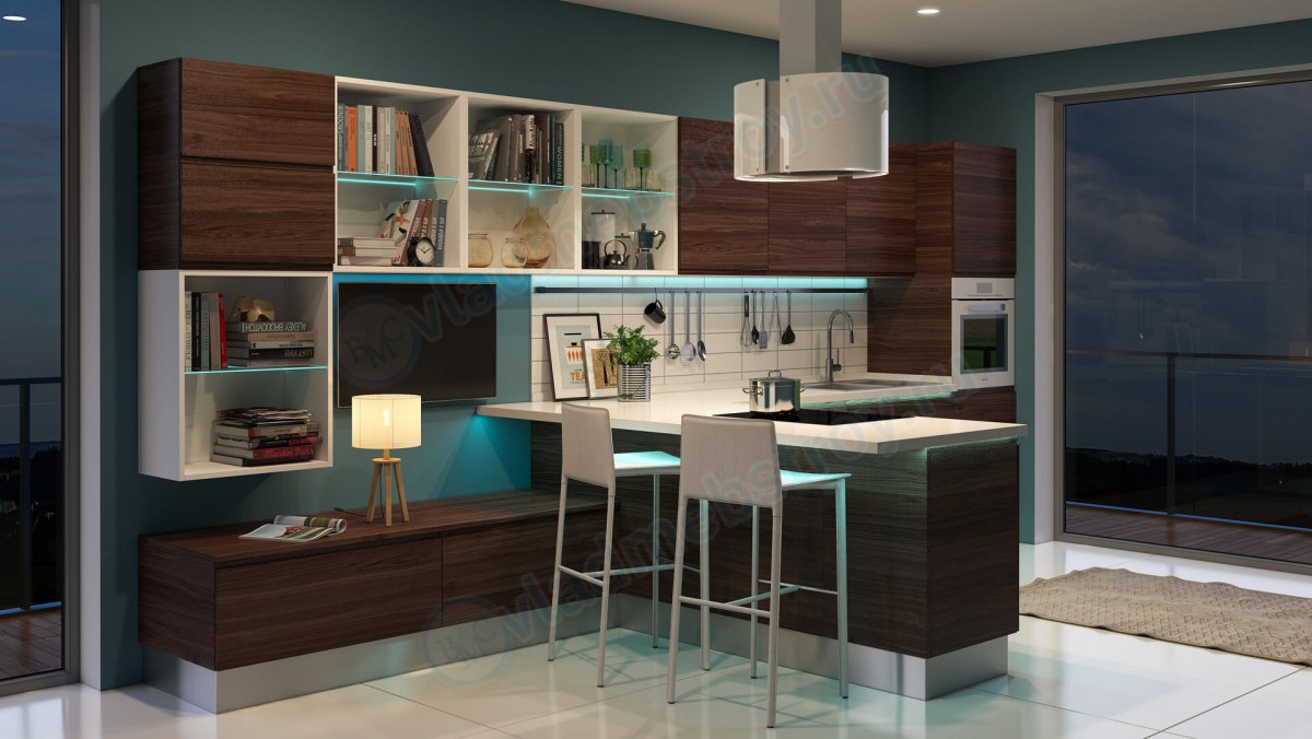 Кухня с островком Сангалло общий вид