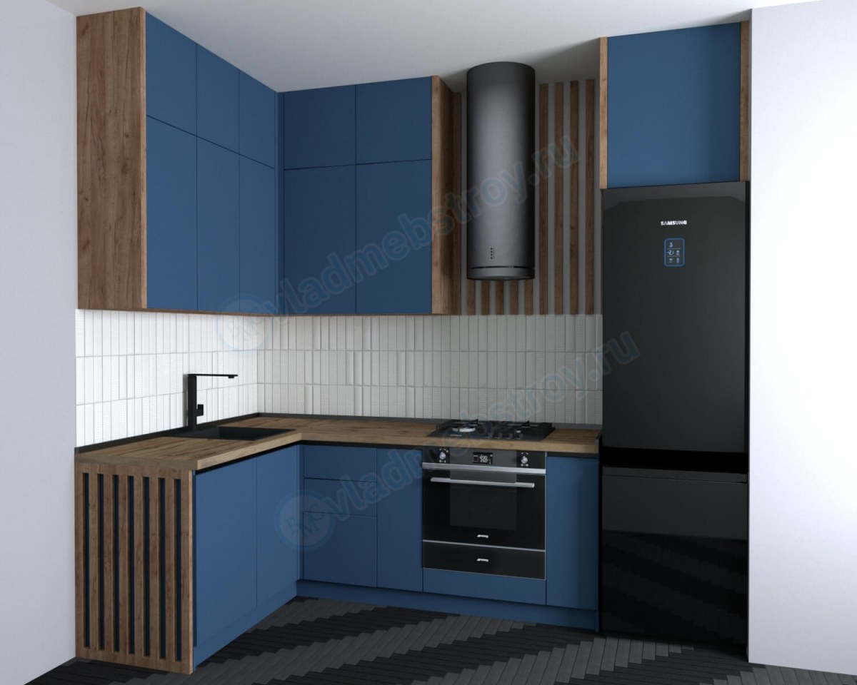 Кухня Вайт в синем цвете