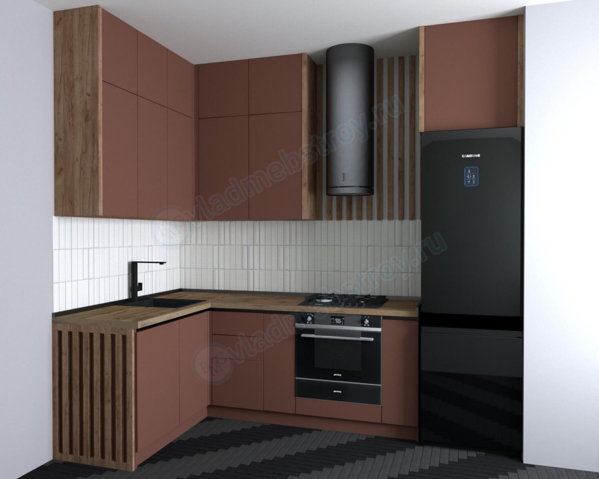 Кухня Вайт в коричневом цвете