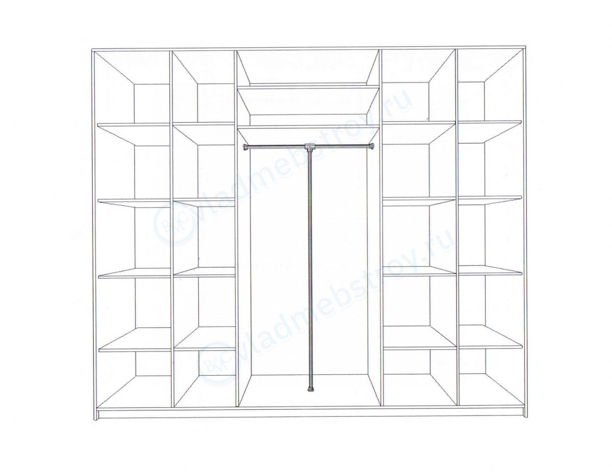 Широкий шкаф с зеркалами схема