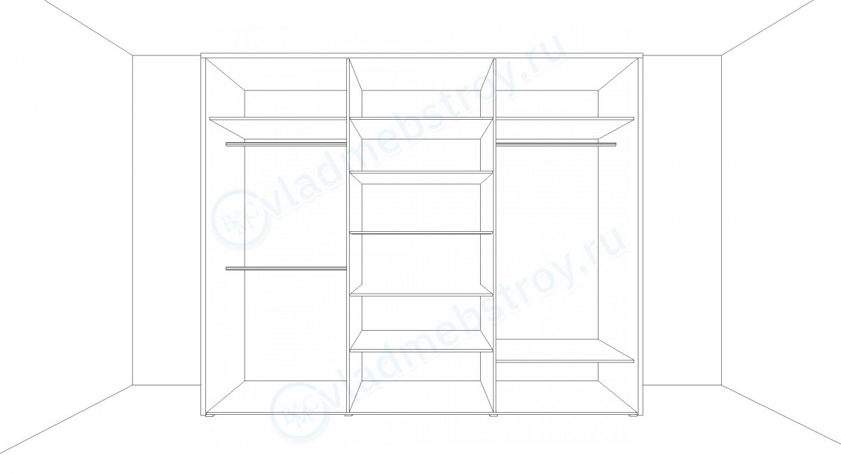 Широкий распашной шкаф 4 схема