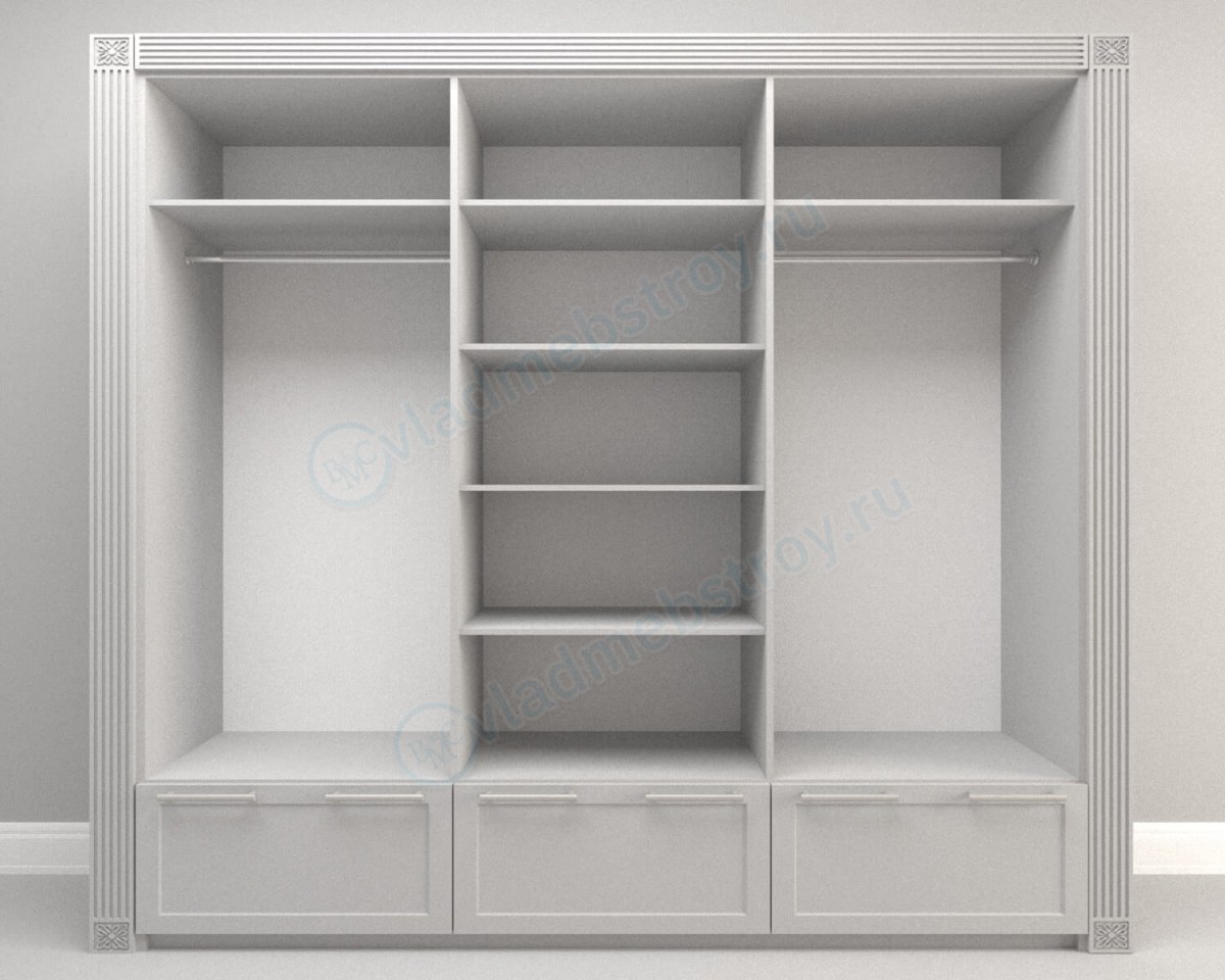 Внутреннее наполнение шкафа Оледжио от Владмебстрой фото