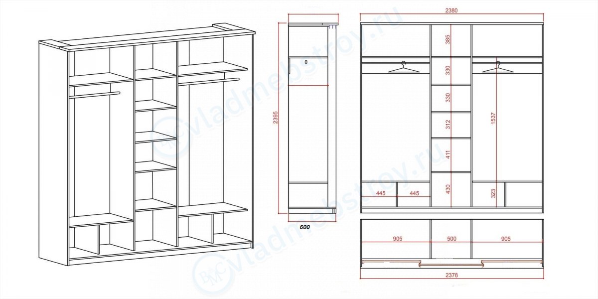 Шкаф-купе Эдмонд МДФ схема