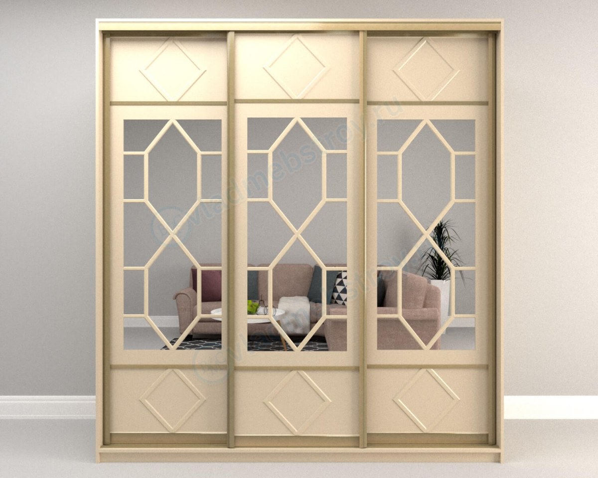 Шкаф-купе Леон с профилем Версаль золото