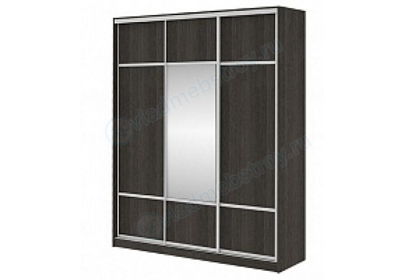 Черный большой шкаф-купе с вставками ЛДСП Дуб