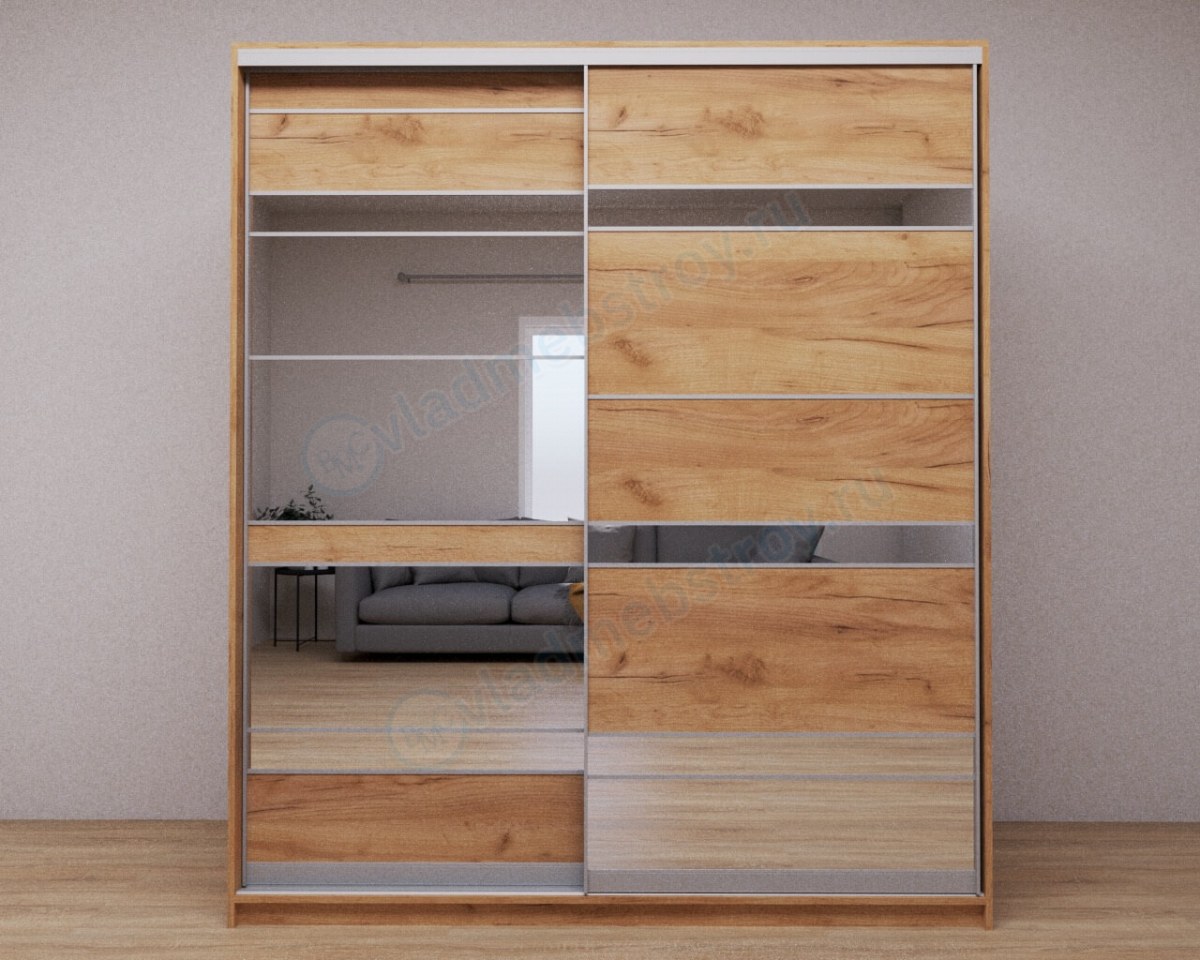 Шкаф-купе с зеркальными вставками Ванесса фото