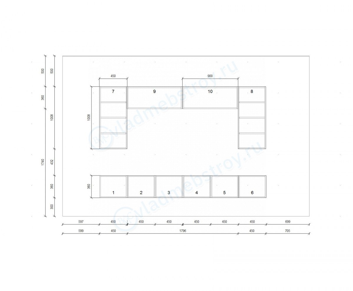 Стенка Модерн схема-чертёж