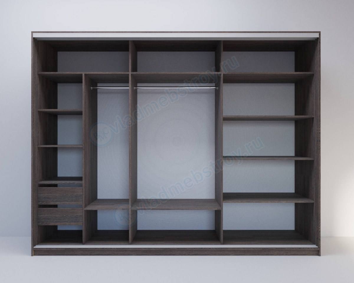 Наполнение трехдверного шкафа-купе Рино